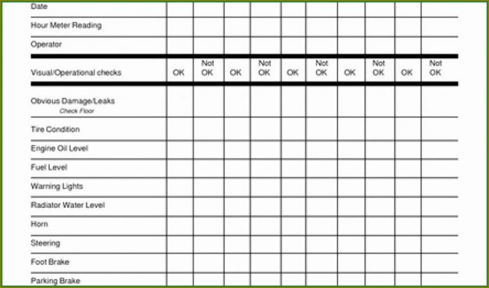 Forklift Inspection Checklist Template Forklift Inspection Checklist Template