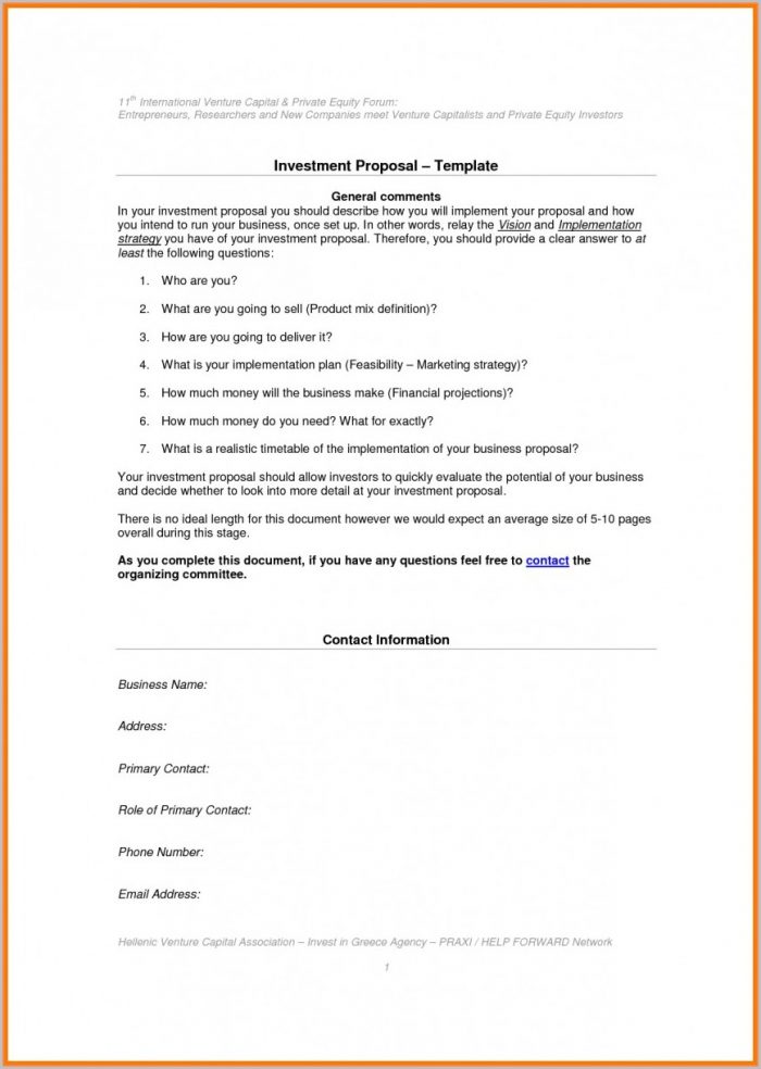 Free Business Investment Proposal Template Free Business Investment Proposal Template