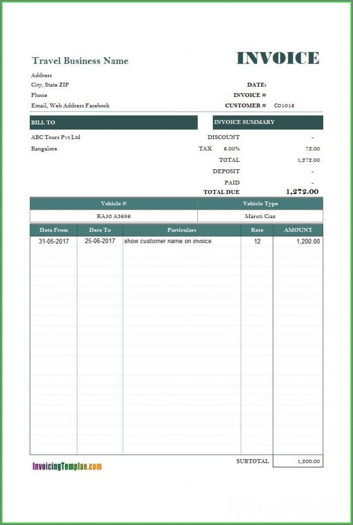 Free Car Rental Invoice Template Excel Free Car Rental Invoice Template Excel