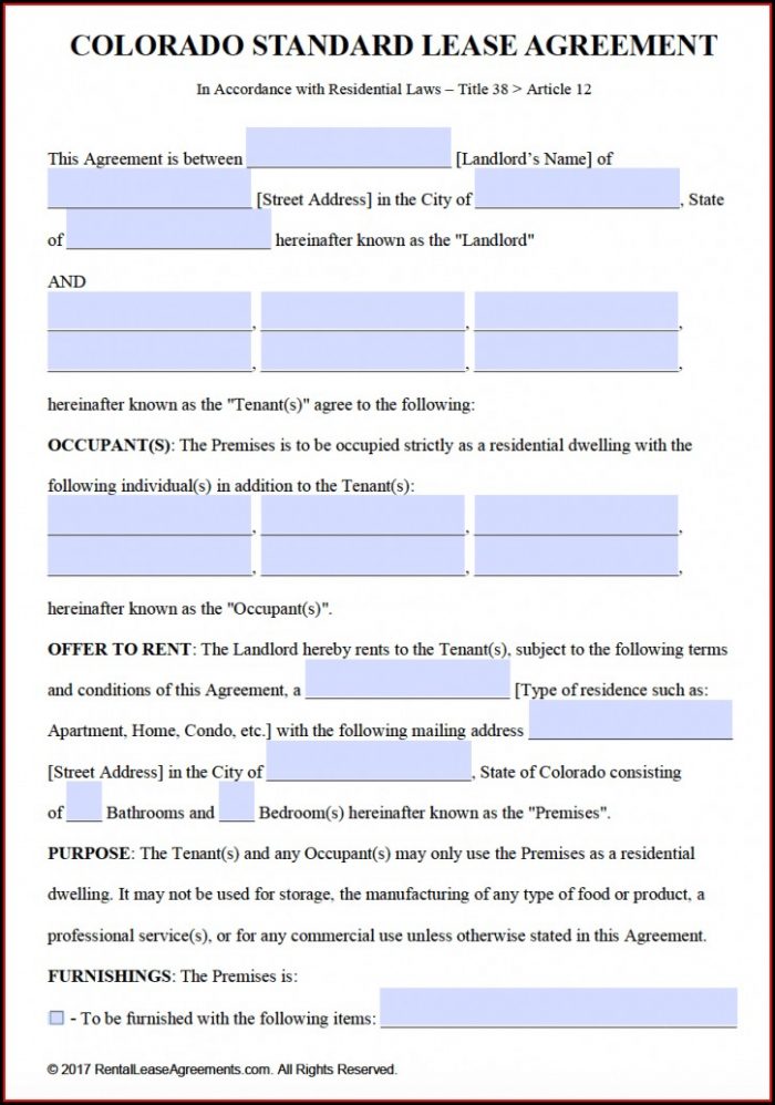 Free Colorado Residential Lease Agreement Template Free Colorado Residential Lease Agreement Template