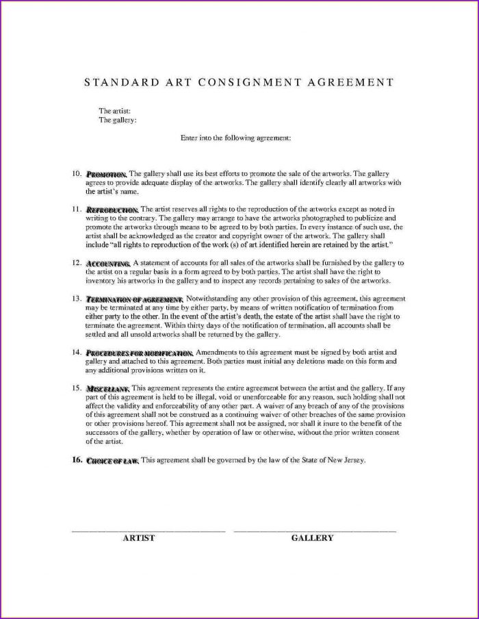 Free Consignment Agreement Template Free Consignment Agreement Template