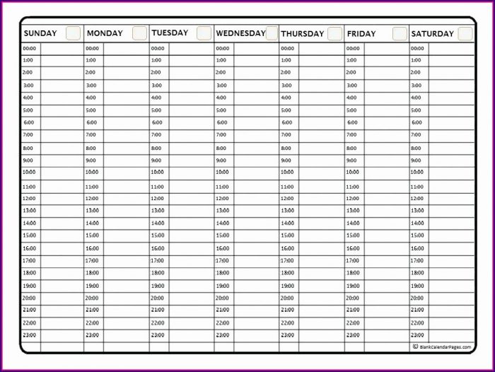 Free Daily 24 Hour Schedule Template Free Daily 24 Hour Schedule Template