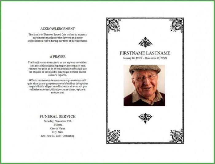 Free Editable Funeral Memorial Program Template Free Editable Funeral Memorial Program Template