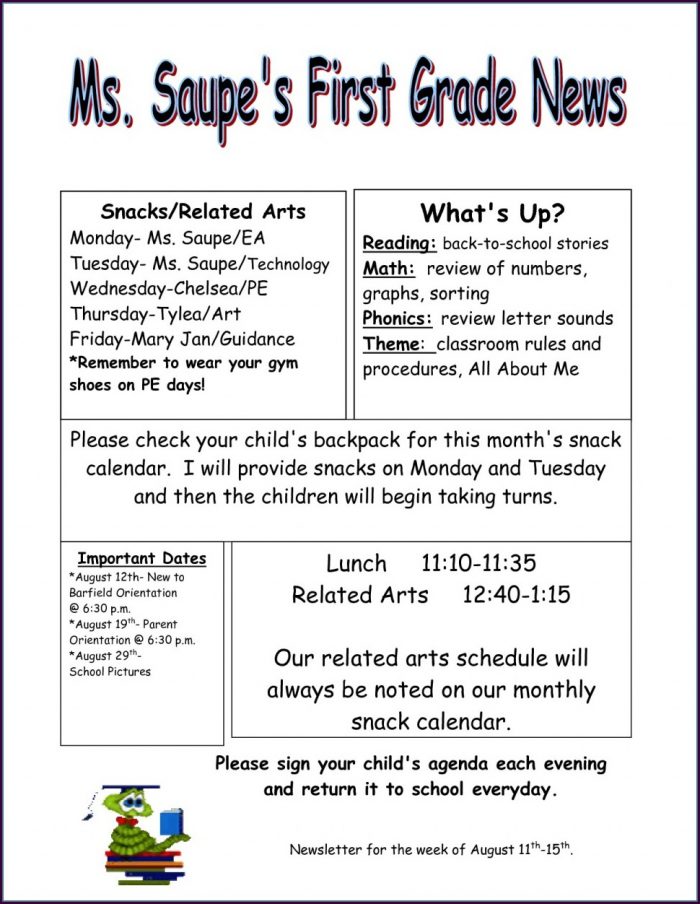 Free Editable Monthly Newsletter Templates For Teachers Free Editable Monthly Newsletter Templates For Teachers