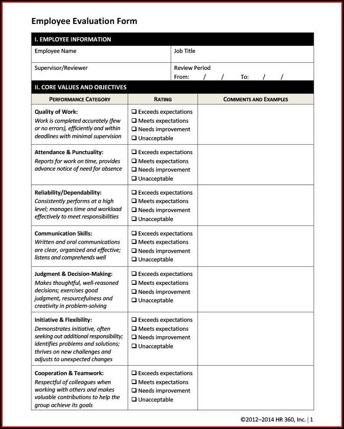 Free Employee Evaluation Template Free Employee Evaluation Template