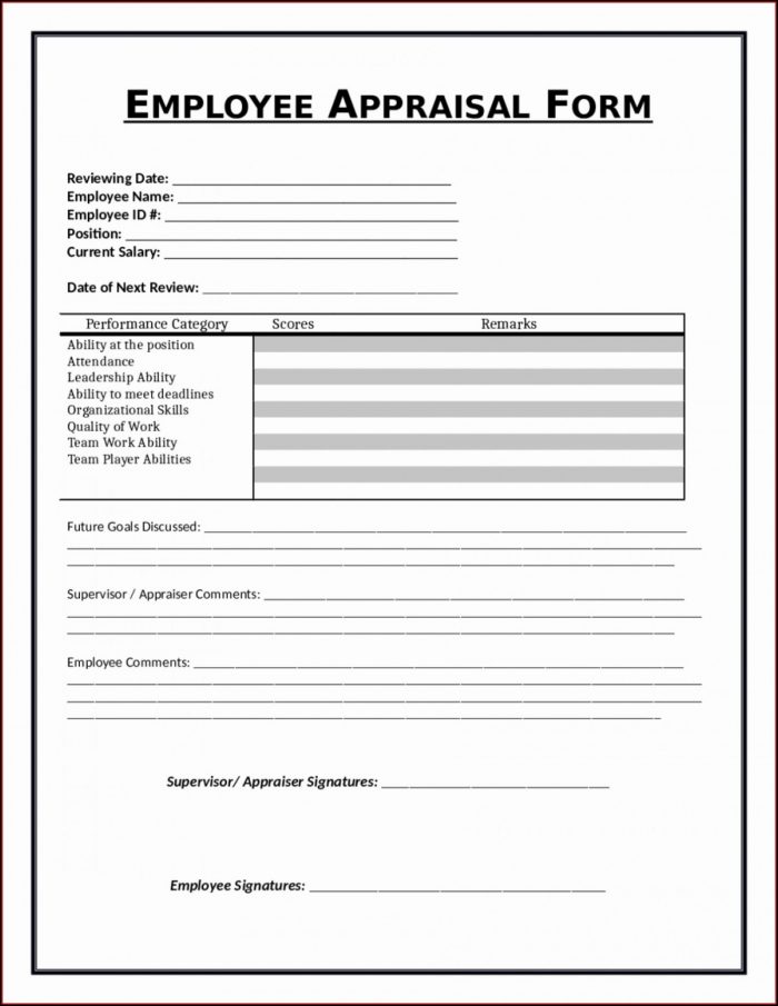 Free Employee Self Evaluation Template Forms Free Employee Self Evaluation Template Forms