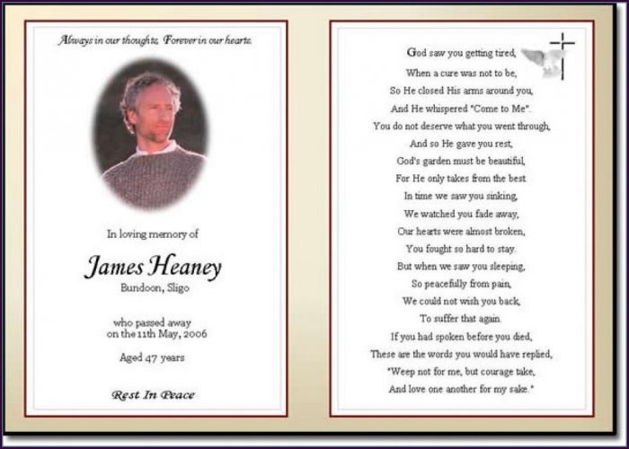 Free Funeral Card Template Free Funeral Card Template