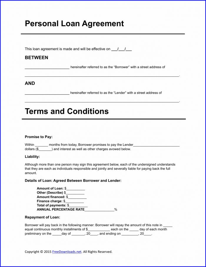 Free Loan Agreement Template Pdf Free Loan Agreement Template Pdf