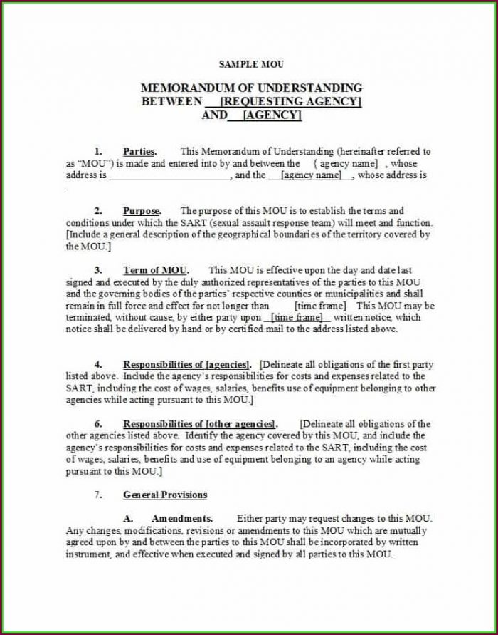 Free Memorandum Of Understanding Template Word Free Memorandum Of Understanding Template Word
