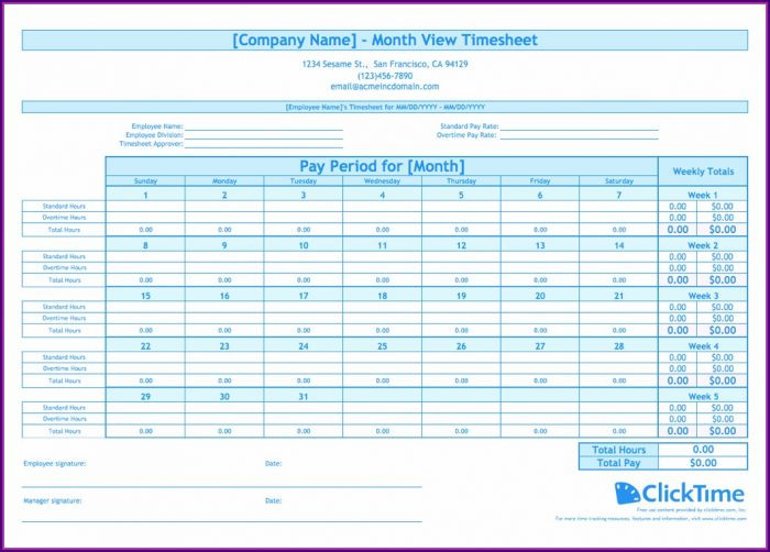 Free Monthly Timesheet Template Excel Free Monthly Timesheet Template Excel