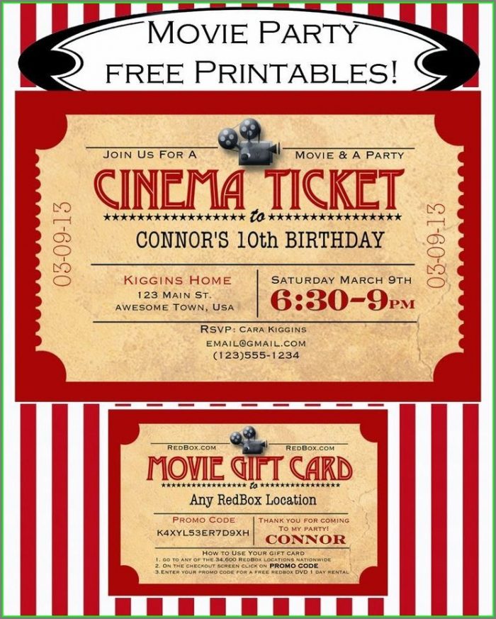 Free Movie Ticket Invitation Template Free Movie Ticket Invitation Template