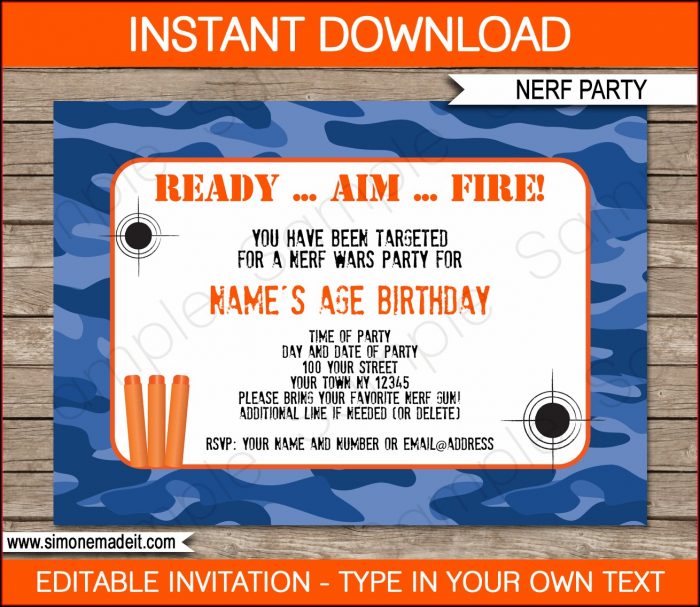 Free Nerf Gun Invitations Templates Free Nerf Gun Invitations Templates
