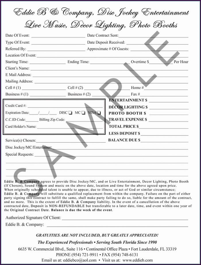 Free Printable Dj Contract Template Free Printable Dj Contract Template