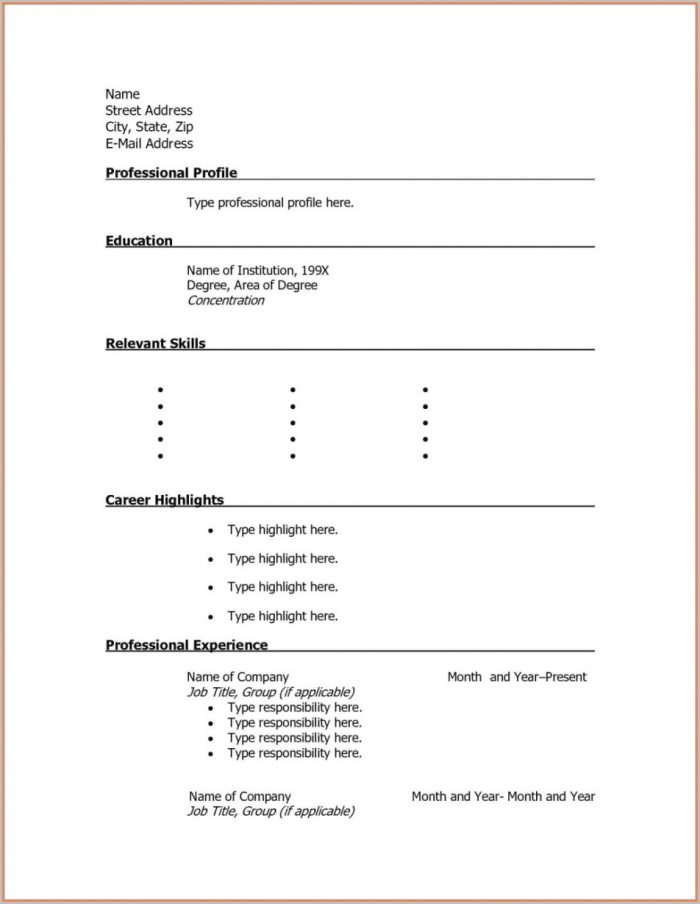 Free Resume Templates To Print Out Free Resume Templates To Print Out