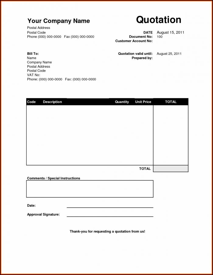 Free Roofing Quote Template Free Roofing Quote Template