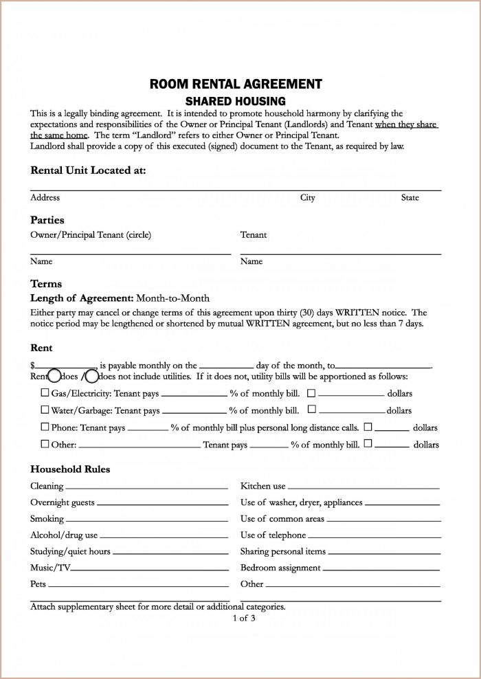 Free Room Rental Agreement Template Word Doc Free Room Rental Agreement Template Word Doc