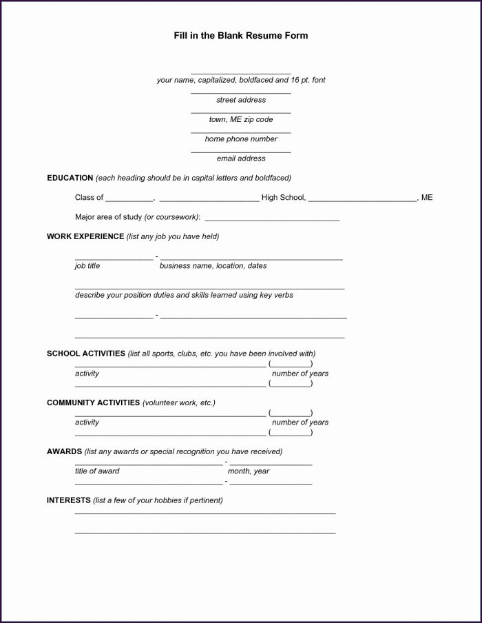 Free Sample Printable Blank Free Resume Templates Free Sample Printable Blank Free Resume Templates