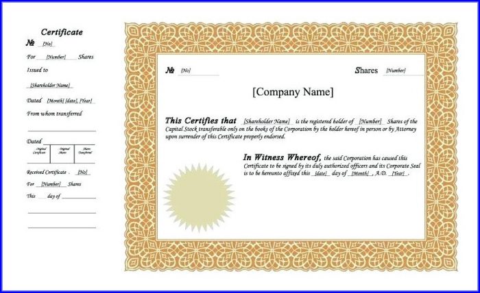 Free Share Certificate Template Canada Free Share Certificate Template Canada