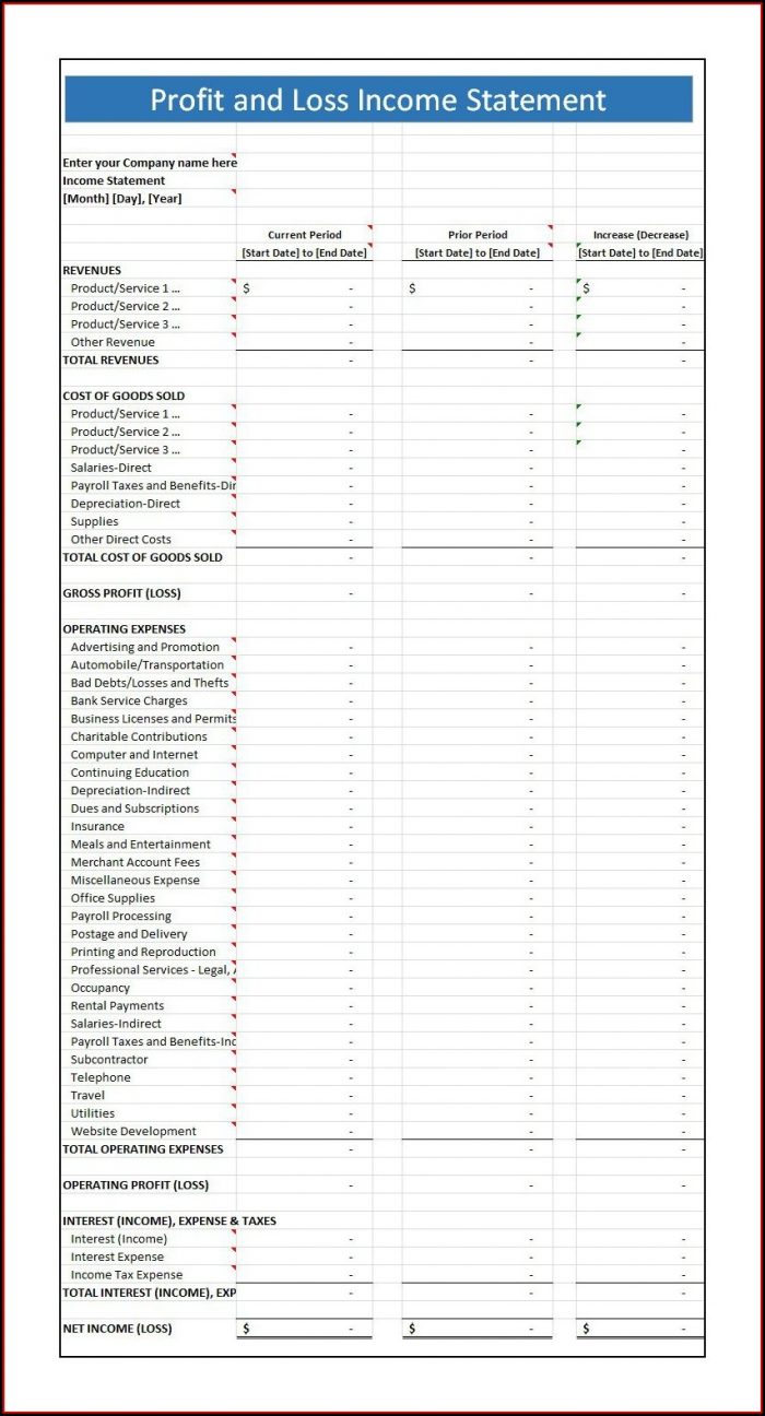 Free Simple Profit And Loss Template For Self Employed Free Simple Profit And Loss Template For Self Employed