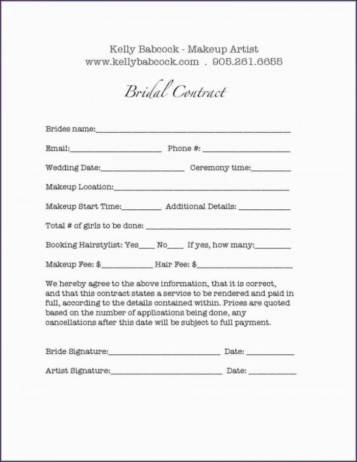Freelance Makeup Artist Contract Templates Freelance Makeup Artist Contract Templates