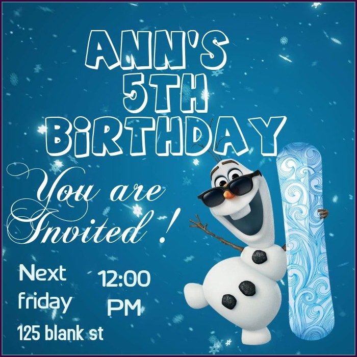 Frozen Birthday Card Template Frozen Birthday Card Template