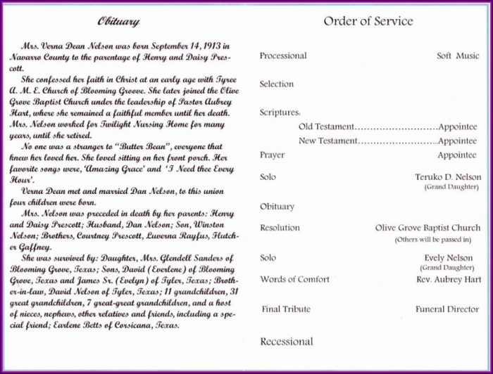 Funeral Program Obituary Template Funeral Program Obituary Template