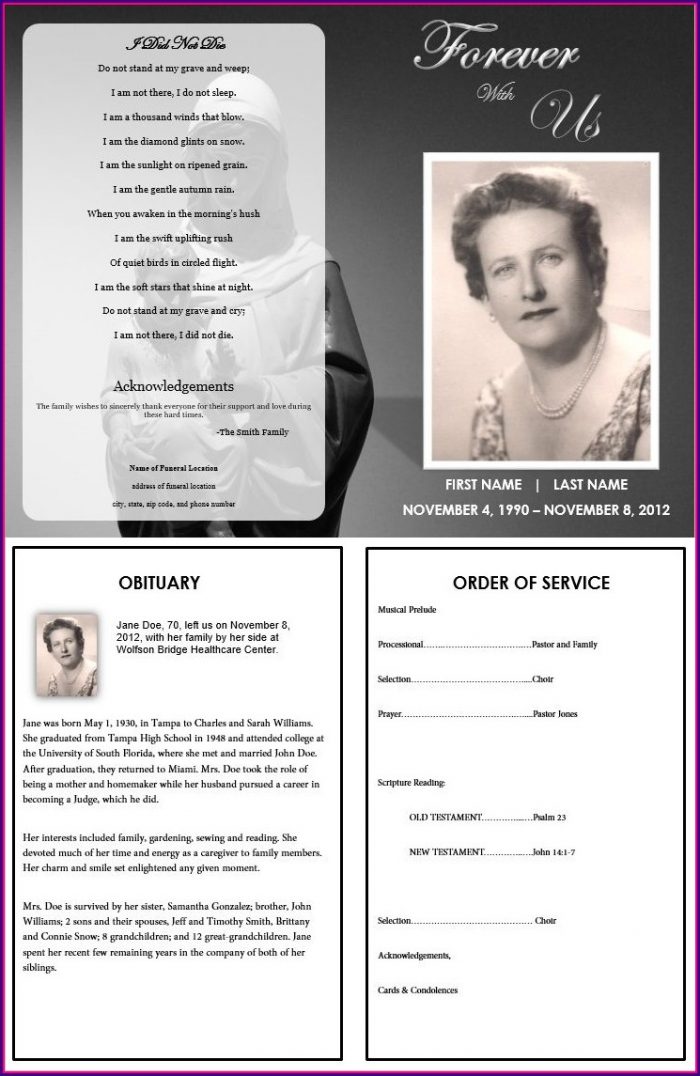 Funeral Program Sample Obituary Templates Funeral Program Sample Obituary Templates