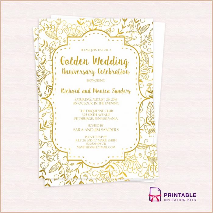 Gold 50th Wedding Anniversary Invitations Templates Free Download Gold 50th Wedding Anniversary Invitations Templates Free Download