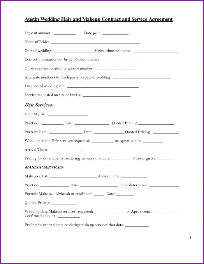 Hair And Makeup Contract Template Hair And Makeup Contract Template