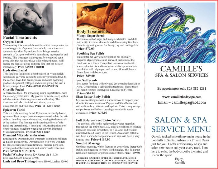 Hair Salon Service Menu Template Hair Salon Service Menu Template