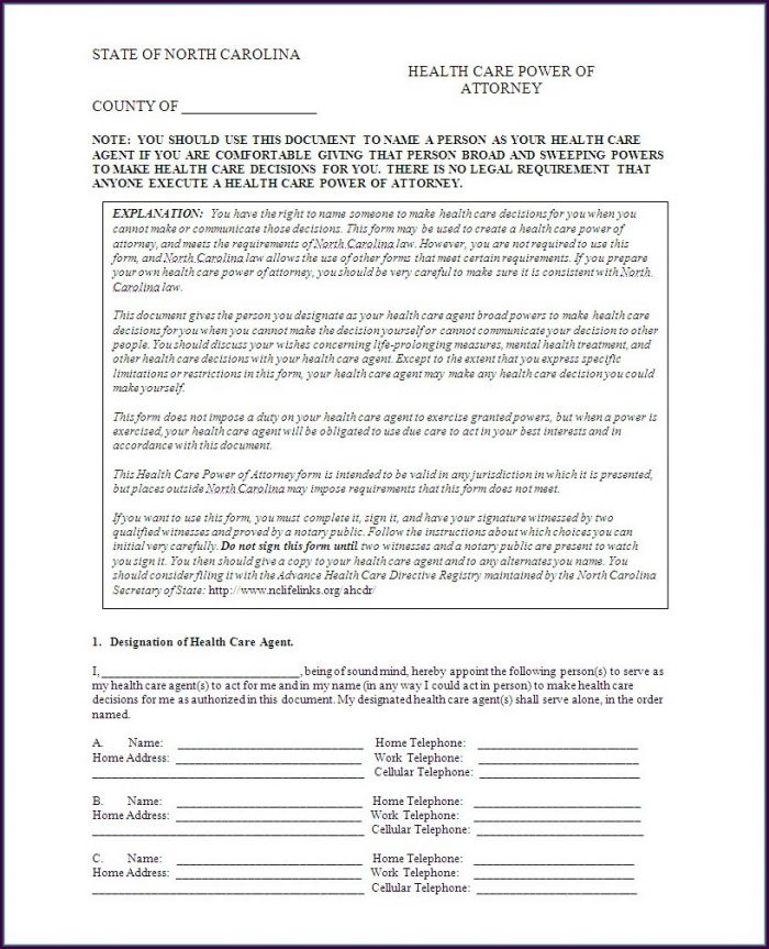 Health Care Power Of Attorney Template Health Care Power Of Attorney Template