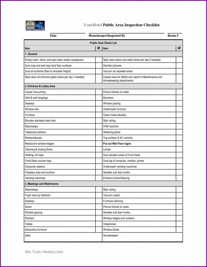 Hotel Maintenance Checklist Template Download Hotel Maintenance Checklist Template Download