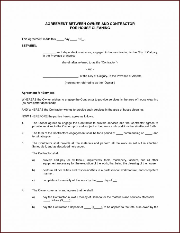 House Cleaning Contract Template House Cleaning Contract Template