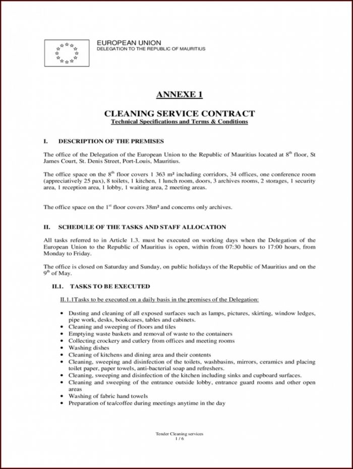 House Cleaning Service Contract Template House Cleaning Service Contract Template
