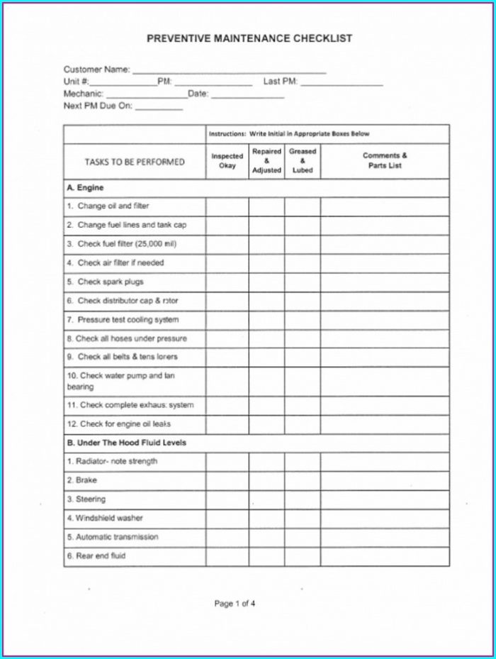 Hvac Maintenance Checklist Template Hvac Maintenance Checklist Template