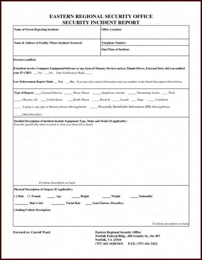 Information Security Incident Report Template Word Information Security Incident Report Template Word