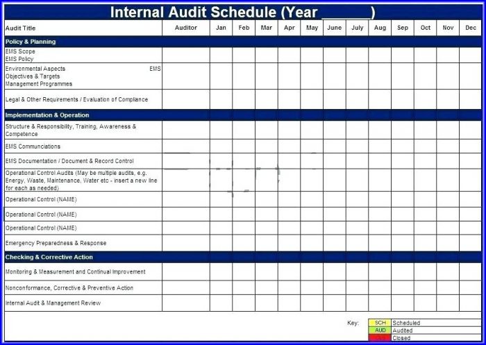 Internal Audit Schedule Template Iso 9001 Internal Audit Schedule Template Iso 9001