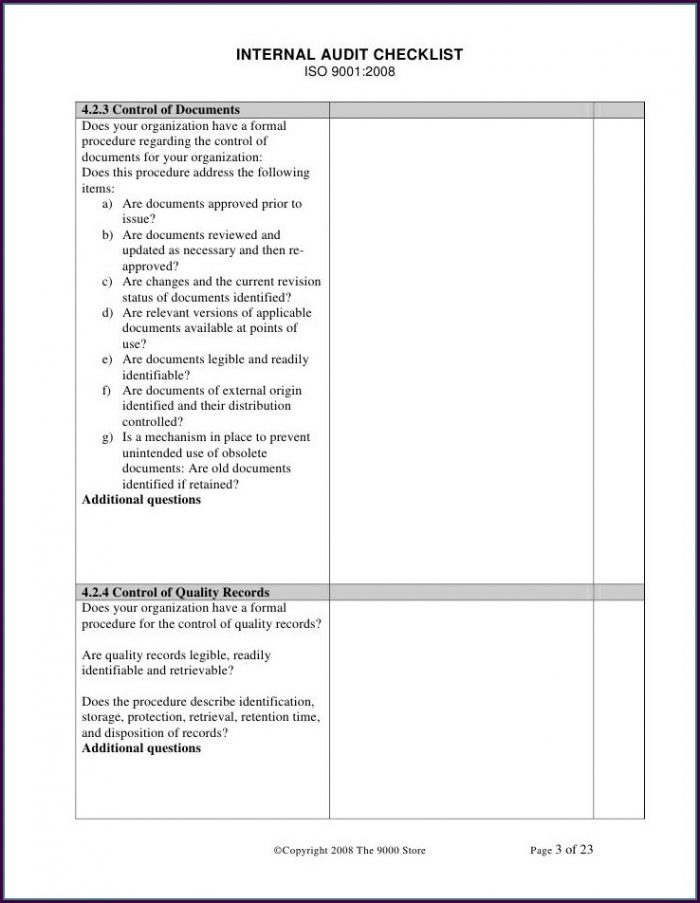 Iso 9001 Internal Audit Template Iso 9001 Internal Audit Template