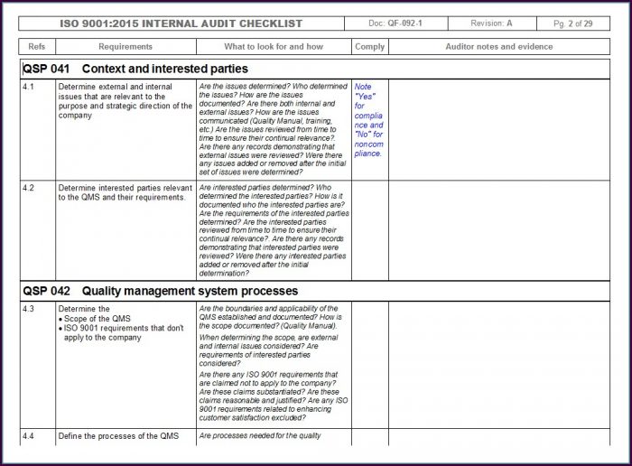 Iso Internal Audit Checklist Template Iso Internal Audit Checklist Template