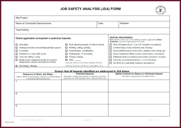 Job Safety Analysis Template Excel Job Safety Analysis Template Excel