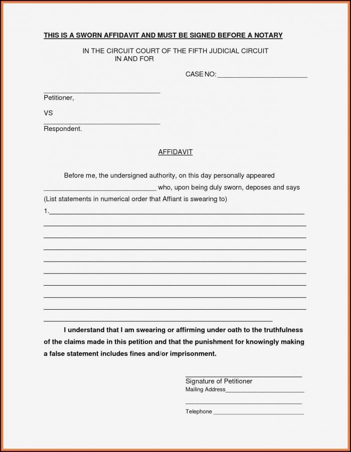 Legal Affidavit Template Word Legal Affidavit Template Word