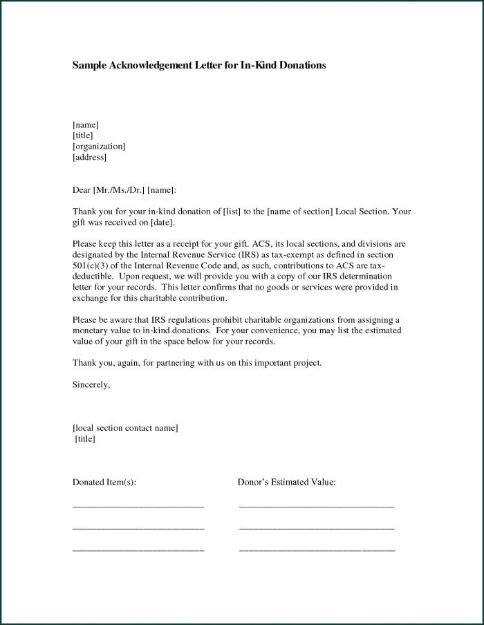 Letter Of Donation Template Letter Of Donation Template