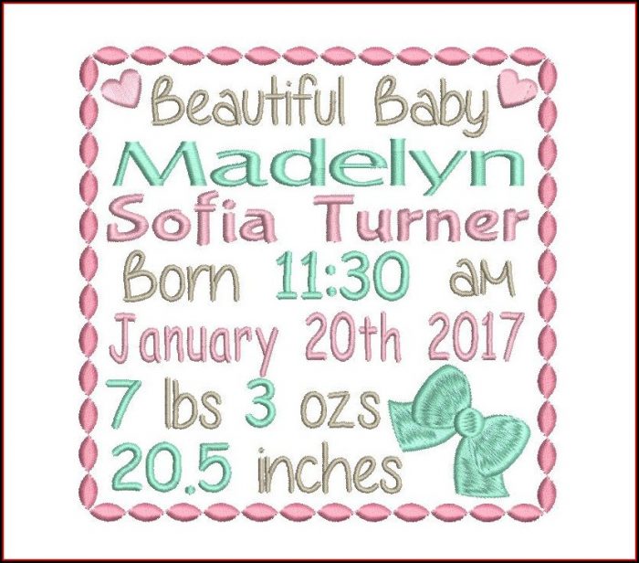 Machine Embroidery Birth Announcement Template Machine Embroidery Birth Announcement Template
