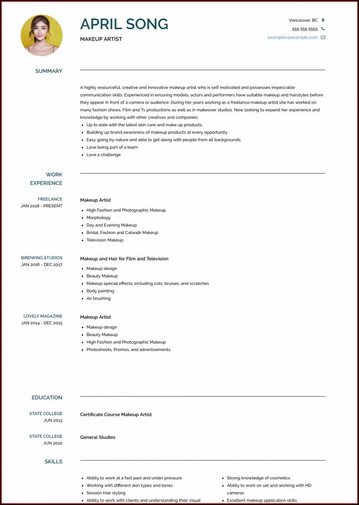 Makeup Artist Resume Templates Free Makeup Artist Resume Templates Free