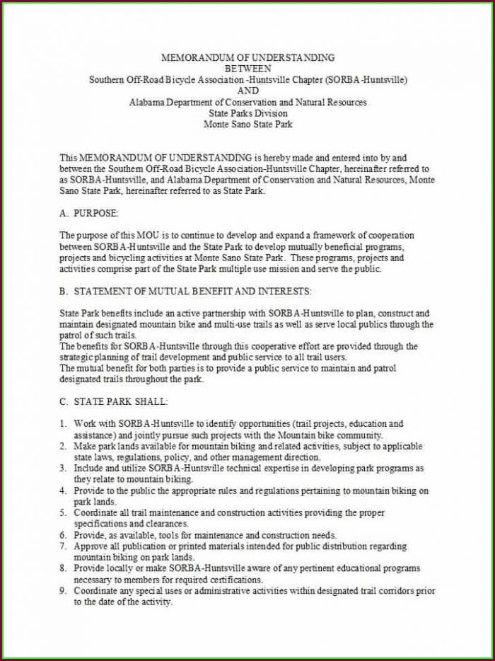 Memorandum Of Understanding Free Template Memorandum Of Understanding Free Template