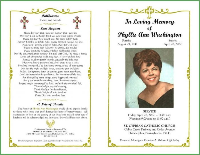 Memorial Service Program Template Free Memorial Service Program Template Free