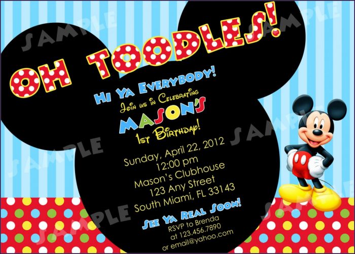 Mickey Mouse Birthday Party Invitation Templates Mickey Mouse Birthday Party Invitation Templates