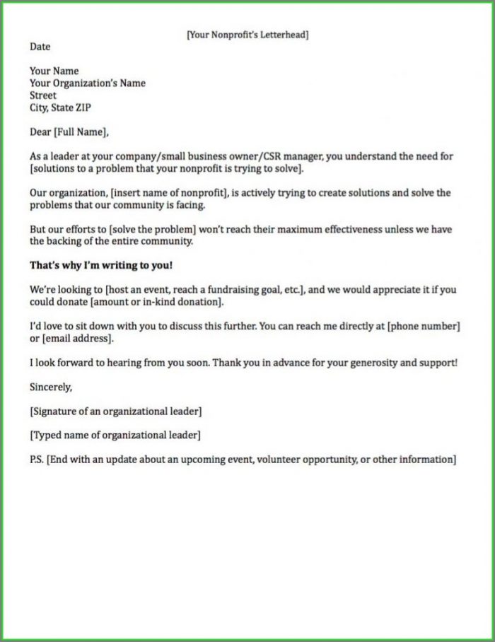 Non Profit Donation Letter Template Non Profit Donation Letter Template