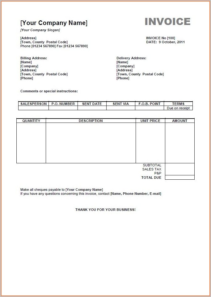 Office Invoice Template Excel Office Invoice Template Excel