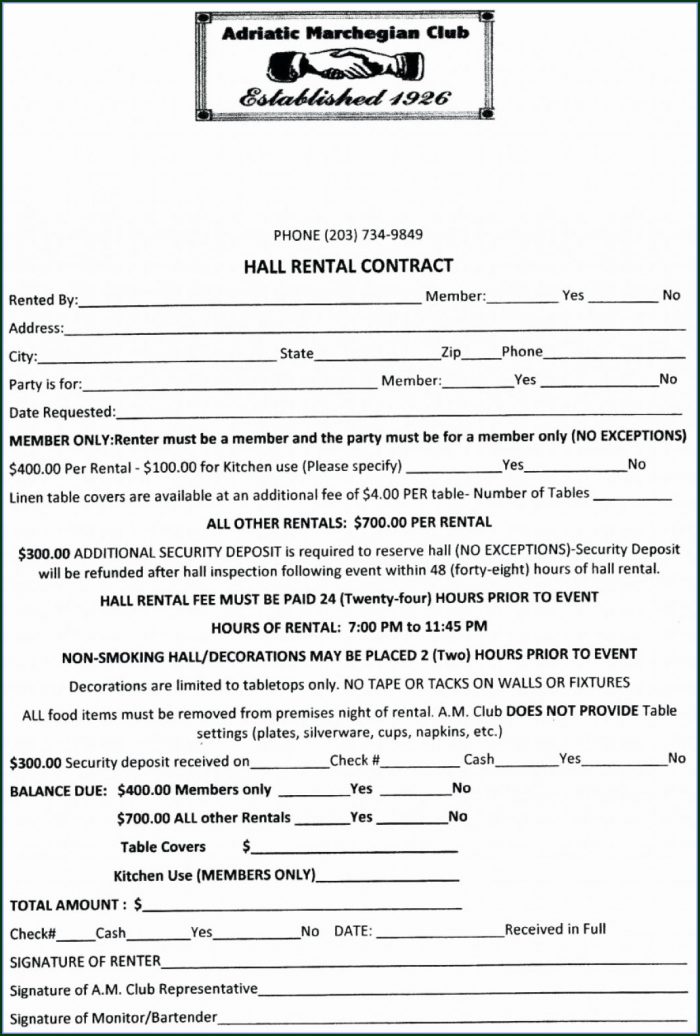 Party Hall Rental Contract Template Party Hall Rental Contract Template